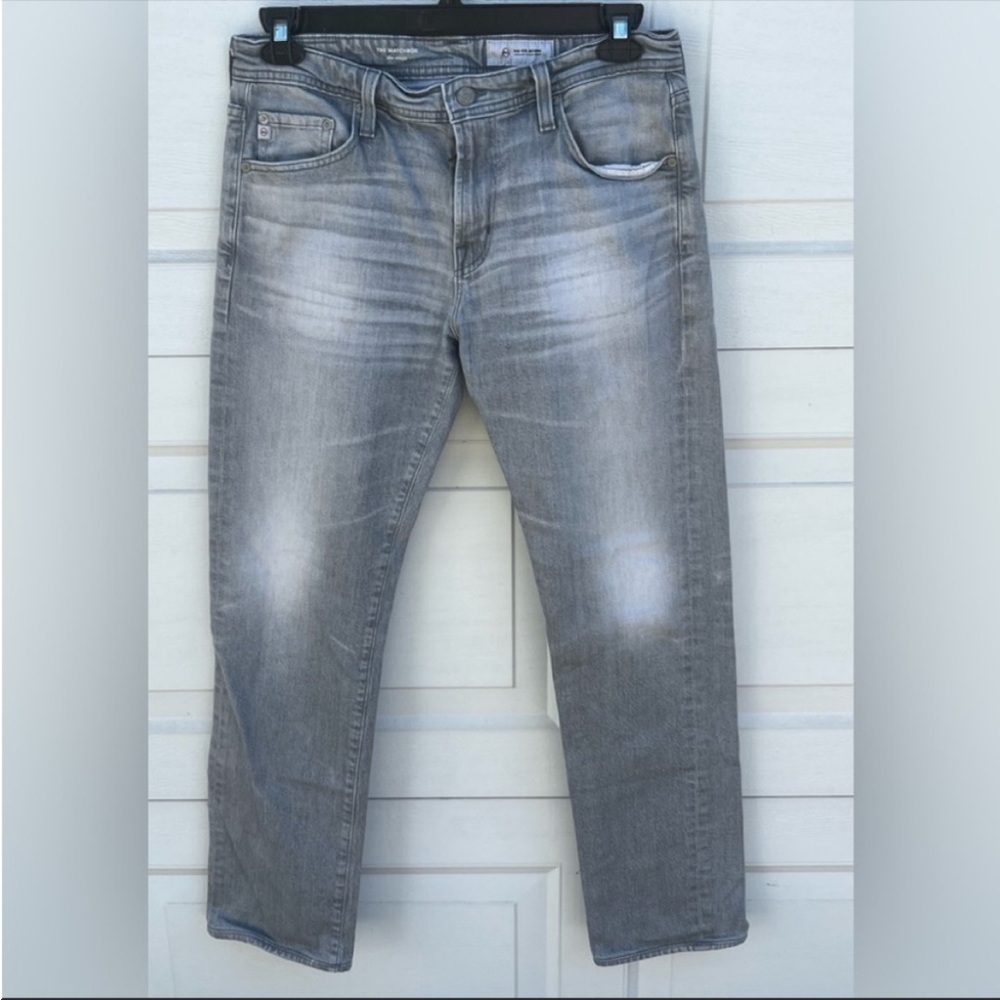 Men's AG Adriano Goldschmied Jeans grey Matchbox Slim Straight Dark Wash size 33
